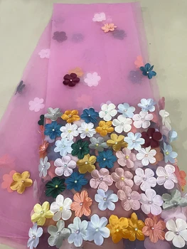 3D Vyšívané Květinové Mesh Tkanina Vyšívané Krajky Oblečení Svatební Šaty Výšivky Oblečení, Látky Velkoobchod