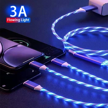 3in1 LED osvětlení, USB Kabel Micro USB Typ C 8Pin Nabíjecí Kabel pro iPhone 11 X Huawei Samsung Multi usb Port USB C Telefonní Kabel