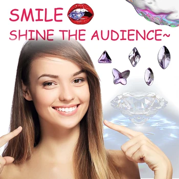 3ks/Box Dental Zubní Drahokamy Crystal Diamond Ozdoby Různých Tvarů Fialové Zuby, Šperky, zubní Protézy Akrylové Zuby Dekorace