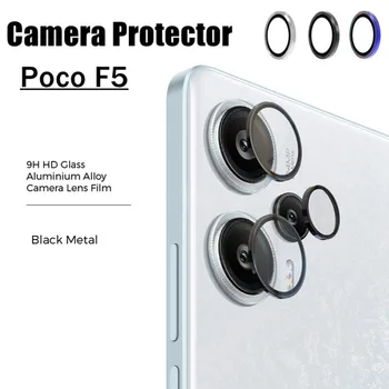 3KS Fotoaparát Objektiv Sklo pro Xiaomi Poco F5 5G Ochranný Zadní Len Screen Protector Kompletní Kryt Kovový Kroužek