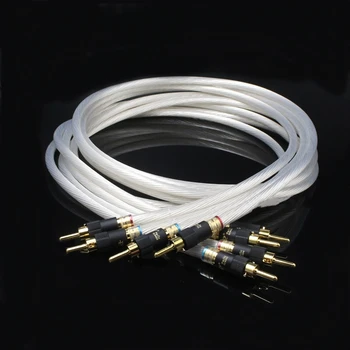 4 Ks/Set Hi-end 5N OCC Postříbřený Kabel Reproduktoru Wire Pro Hi-fi Systémy Y Konektor banánek Kabel Reproduktoru