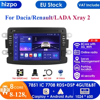 4G DSP 2din Android Auto Rádio GPS pro Dacia Logan, Dokker Duster Lodgy Sandero Renault Captur Symbor Duster Lada Xray 2 Autoradio