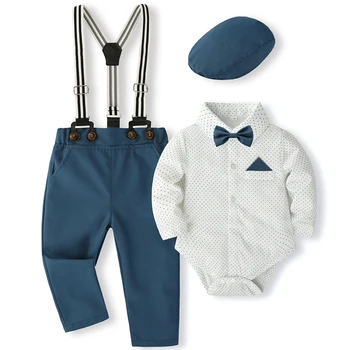 5 kusu Sady Jaře Batole Chlapec Oblečení Luxusní Dětské Oblečení Korean Módní Dot Gentleman Kombinézu+Kalhoty Batole Oblečení BC1691