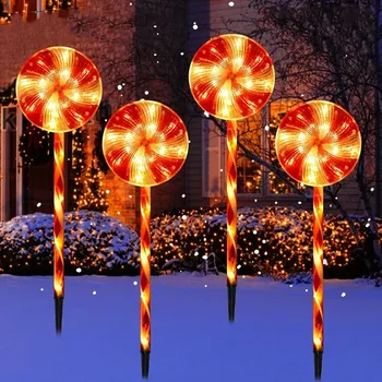 5 Kusů Vánoční Berle Solární Světla Venkovní Lollipop Lampa LED Zahrada Nový Rok Dekorace Vodotěsné Krajiny Světla 389