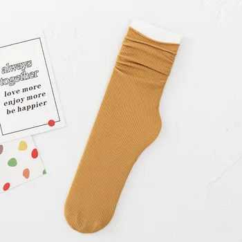 5 Párů Mužů A Žen Jaro Léto Tenké Volné Středu Na Led Trubice Ponožky Jednobarevné Sametové Prodyšné Japonské Kawaii Dlouhé Ponožky