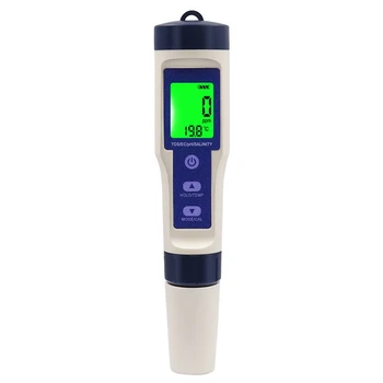 5 v 1 Digitální Teplotní Měřič TDS/EC/PH/Slanost Vody Kvalitní Monitor Tester pro Bazény, Pitné Vody, Akvárií