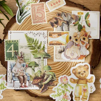 50 listů v balení Uměleckých Samolepky roztomilý kreslený zvířat, rostlin ruku stan dekorativní samolepky na Scrapbooking 6 stylů