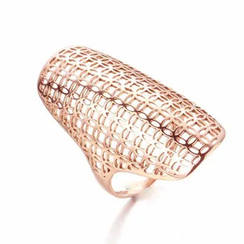 585 fialová pozlacené 14K rose gold nové obdélníkové přehnané duté prsteny pro ženy nový Čínský styl módní šperky dárek