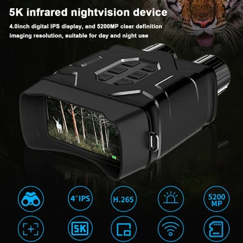 5K Digitální Infračervené Noční Vidění, 300M 4.0 Palcový IPS Displej 10 X Zoom 5200MP focení pro Venkovní Kempování, Pozorování Rybaření