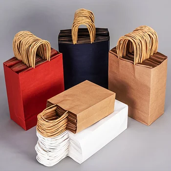 5kusů Kraft Papír Dárkové Candy Bag Barevný Ruční Papír, Tašky Svatební Party Dekorace Dárek Candy Barevné Nákupní Tašky