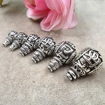5kusů Tibetské Stříbro Tri Konektoru Buddhismus Mantry Kouzlo Korálků Průměr 10-20 mm, Náhrdelník, Náramek, Tři Otvory End Korálky DIY Jewelrys
