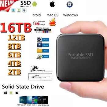 64TB Portable SSD pevné Disky vysokorychlostní Pevný Disk Externí 16 TB 8 TB Mobilních Zařízení pro Ukládání Nárazuvzdorný Pro Ps4 Notebook Desktop