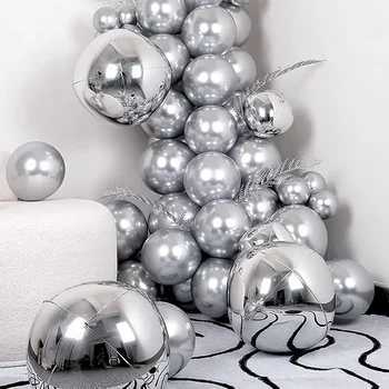 68pcs stříbrné kovové balónky, slavnostní party dekorace balónky, stříbrné balónky, obloukový most party dekorace, party dodávky