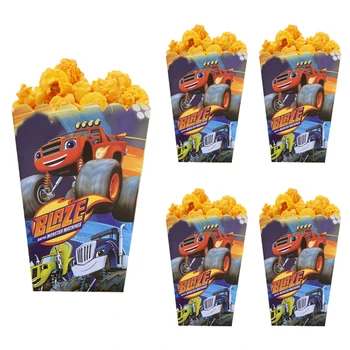 6ks Blaze A Netvor Stroje Popcorn Box Boy Prospěch Narozeniny Dekorace Pop Kukuřice Candy Snack Box Zásoby Strany