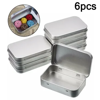 6ks Mini Kovové Krabici Tin-Plated Posuňte Kryt Úložný Box Svatební Šperky Pilulku Případech Přenosné Krabice, Kontejner, Kosmetické Organizátor