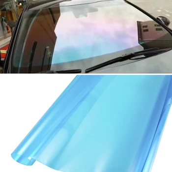 75cmX300cm Auto Okno Odstín Chameleon Modrá Strana Čelního Štítku UV Ochrana VLT55% Auto Samolepky Tepla Bytových Film