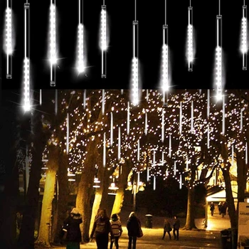 8 Trubky Meteor Sprcha Déšť, Led Světla Ulici Girlandy Vánoční Strom Dekorace pro Venkovní Nový Rok Girlanda Osvětlení Zahrady 2024