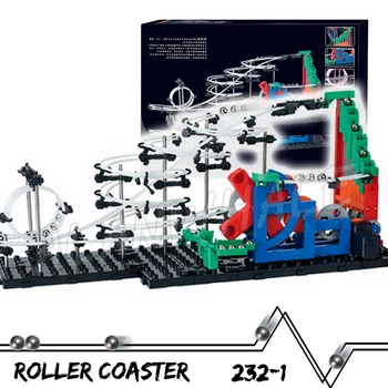 860cm Železniční Marble Run Gear Drive Schodech Maze Race Roller Coaster Elektrickým Výtahem Cihlové Budovy Hračka Nastavit Rolling míč Socha