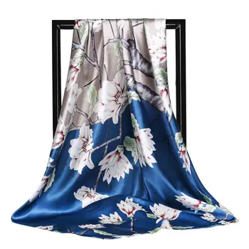 90*90cm Nové Luxusní kvalitní hedvábí jaro podzim ženy tisk hedvábné šátky cestovního ruchu Čtvercový šátek módní přímořské opalovací krém šátek