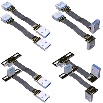 ADT-Link USB 3.0 Samec Na Samice Ultra-Tenké FPV FPC Plochý Prodlužovací Kabel Typ A Samice Na USB A Samec Dvojitý Úhlový Adaptér