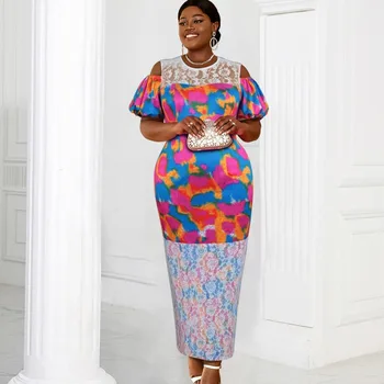 Africké Šaty Pro Ženy 2023 Léto Podzim Africe Oblečení Krátký Rukáv Šaty Sexy O-Neck Slim Šaty Office Lady Party