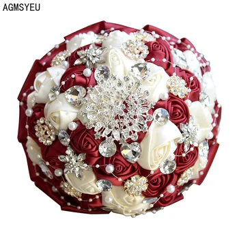 AGMSYEU kreativní simulace víno červené rose nevěsta drží květiny svatební rekvizity, svatební místnosti, rozložení dodávek domácí dekoraci