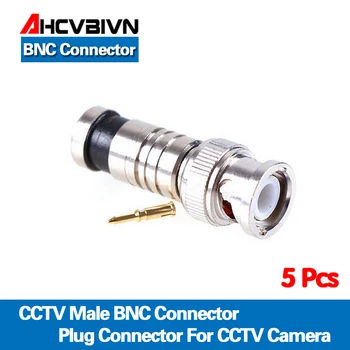 AHCVBIVN Hot prodej 5ks/mnoho BNC Konektor RG59 BNC Male Comprassion Koax Konektor ,doprava zdarma