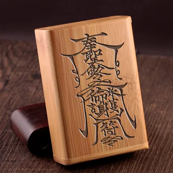 Amulet Bambusové Dřevo Pouzdro na Cigarety Přírodních Eko-šetrné Ruční Rytí Držák 20 Hole Kouření Cigaret Úložný Box Dárky