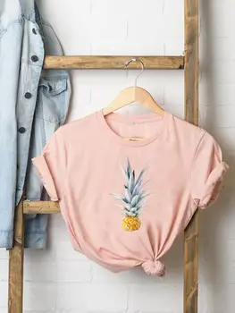 Ananas Trend Krásný Styl, Top Tee Letní Grafické T Shirt Ženy Módní Ležérní Oblečení Krátký Rukáv Ženské Print T-shirt
