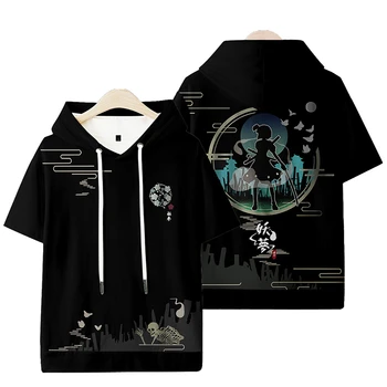Anime, TouHou Projekt 3D Tisk Nadrozměrné T Košile Youmu Konpaku Cosplay Krátký Rukáv s Kapucí T-shirt Ležérní Volné Svetr Topy