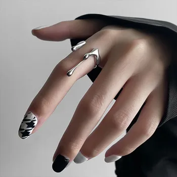 Asymetrické Tekuté Kovové Kroužky Pro Ženy, Muže Y2k Příslušenství Luxusní Značkové Šperky Ženy Trend 2023 Estetiky Snubní Prsten