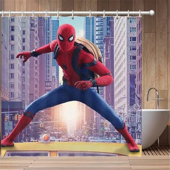 Avengers Spiderman Vzor Lázně Závěs Vodotěsné Sprchový závěs Polyester Karikatura Tištěné Vana Obrazovky pro Koupelny Domů Decor