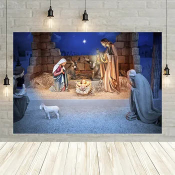 Avezano Betlém Narození Ježíše Fotografie Vánoční Pozadí Oblohy Třpytky Star Novorozené Dítě Portrét Na Pozadí Photocall
