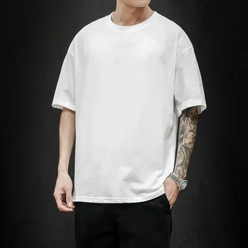 B3489 Nové Letní Mužů T Košile 2023 Módní Solid T Shirt Mens Nadrozměrných Hip Hop Krátký Rukáv Ležérní Bavlněné Pánské Streetwear