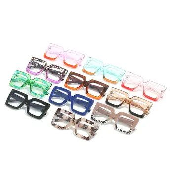 Barevné Anti-Modré Světlo Brýle Fashion Square Nadrozměrných Počítač Brýlí Jasné Objektiv Ženy Brýle pro Ženy
