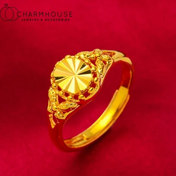 Barva zlata Zásnubní Prsteny pro Muže, Ženy Vynikající Otevřít Prst Prsten, Nastavitelný Svatební Šperky Příslušenství Anillo Mujer