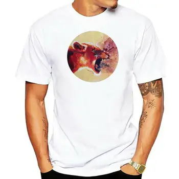 Bavlněné tričko Řev Lva Portrét Trička Men T Shirt Art Design Oblečení, Letní Topy Slim Fit Tees Dospělé o-krk Trička