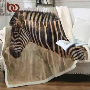 BeddingOutlet Zebra Hodit Deku 3D Tištěné Plyšový Přehoz Zvířat Měkké Načechraný Deku Prairie Fialové Deky Na Posteli Dropship