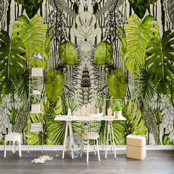 beibehang Nordic jednoduché tropické rostliny želva list pozadí zeď vlastní velká freska hedvábí hedvábí tapety papel de parede