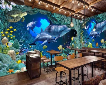 beibehang Vlastní Tapety Modré Podvodní Svět Delfínů, Téma Restaurace, Bar, Pozadí, Obývací Pokoj, Ložnice Nástěnné 3d tapety