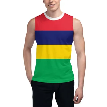 Bez rukávů T-shirt Mauricius Vlajky 3D Pánské Chlapci Tričko Tělocvičny Tílka Fitness Běžce Basketbal Školení Vesta