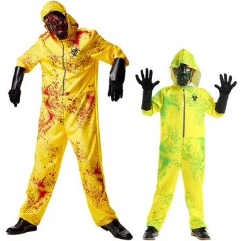 Biochemické Zombie Cosplay Ochranné kostým pro Dospělé a Děti Halloween Kostým Unisex Krev Drmolit Tisk Kombinéza