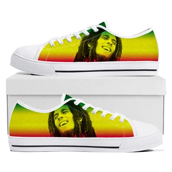 Bob Marley Reggae Rasta Nízké Top Vysoká Kvalita Tenisky Pánské Dámské Teenager Canvas Sneaker Zpěvák Příležitostné Pár Boty Na Vlastní Boty
