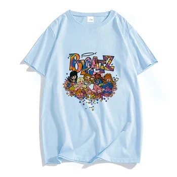 Bratz Trička, 100% Bavlněný T-shirt Kreativní Design, Grafické T Košile Léto O-neck Neformální Oblečení Unisex Módní Anime Tričko