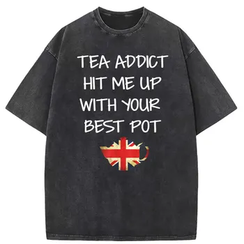 Britská Vlajka Tričko Čaj Závislý Konvice Hit Me Up Muž, T-košile Osobní 2023 Nové Módní Dlouhý Rukáv Pánské Retro Mikiny