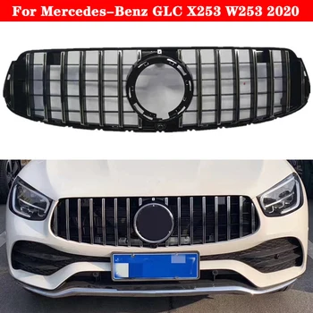 Car styling Střední mřížka chladiče pro Mercedes-Benz GLC X253 W253 2020 ABS plast Stříbrná Černá přední nárazník Střed Mřížka vertikální bar