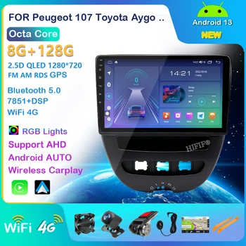 Carplay Android 13 Auto Multimediální Video Přehrávač Pro Peugeot 107, Toyota Aygo, Citroën C1 2005-2014 Rádio Stereo GPS Navigace, BT