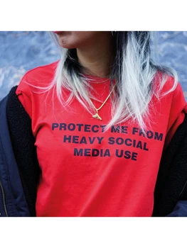 Chránit Mě Z Těžkých Sociálních Médií Použití Tričko Ženy Estetické Tumblr Tričko Vtipné Citáty Grunge Tričko Letní Módní Oblečení