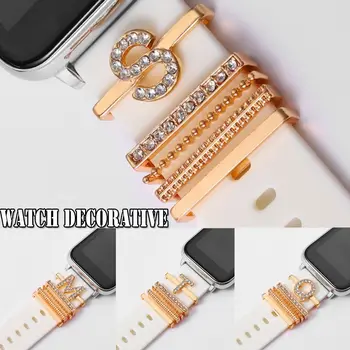 Chytré Hodinky Silikonové Prsten Diamant, Ornament Kovové Apple Watch Hodinky Kapela Dekorativní Kroužek Vodní Vlnky