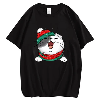 CLOOCL Módní Bavlněné T-košile Vánoční Šátek Kočky Tištěné Trička Pánské Dámské Trička Harajuku Hip Hop Topy Vánočními Dárky Dropshipping